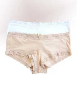 HankyPanky Women's Organic Cotton Panties - Lace Boy Shorts