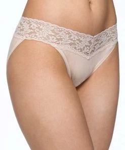HankyPanky Panties Women's Organic Cotton Lace V-Bikini (XS Only)