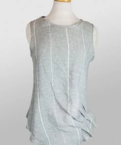 Italian Linen Sleeveless Top From Inizio - Striped (M & XL)