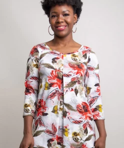 Blue Sky New Arrivals Floral Tunic 3/4 Sleeve - Franca