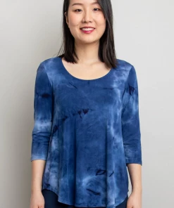 Blue Sky Scoop Neck 3/4 Sleeve Top - Jazz