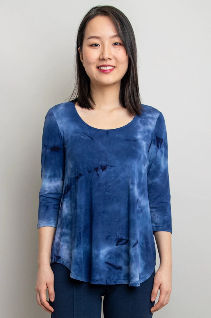 Blue Sky Scoop Neck 3/4 Sleeve Top - Jazz 3 Blue Sky Scoop Neck 3/4 Sleeve Top - Jazz