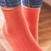 Billybelt Women's Cotton Lace Socks - Latte, Coral