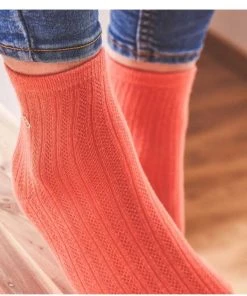 Billybelt Women's Cotton Lace Socks - Latte, Coral