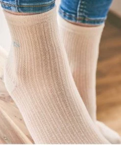 Billybelt Women's Cotton Lace Socks - Latte, Coral