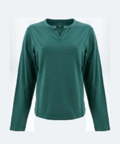Old Ranch Women's Cotton Top Split Neck - Bryce Long Sleeves
