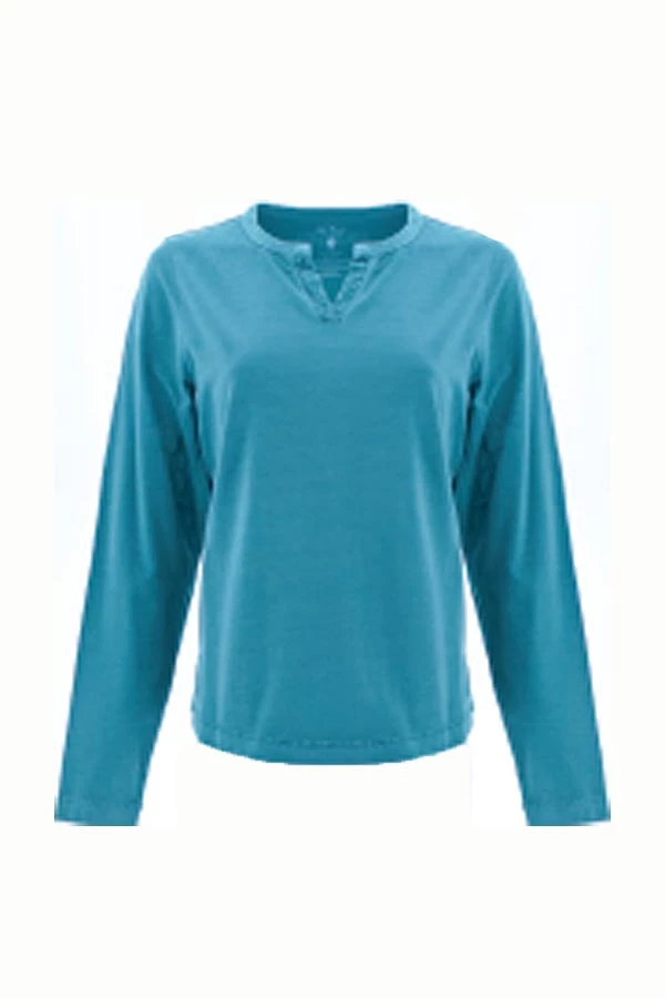 Old Ranch Women's Cotton Top Split Neck - Bryce Long Sleeves 5 Old Ranch Women's Cotton Top Split Neck - Bryce Long Sleeves