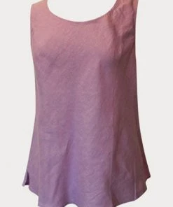Kleen Short Sleeves Linen Bias Tank - Scoop Neck